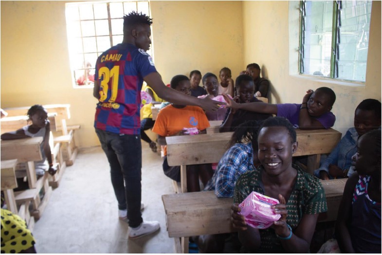 Distribution of sanitary towels